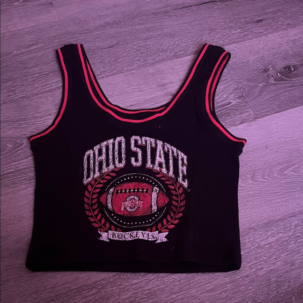 Ohio State Women's Black and Red Tank Top